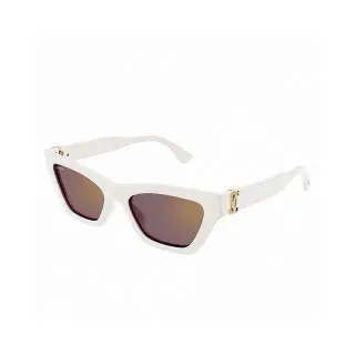 White Gold Cat-Eye Angular Frame Sunglasses