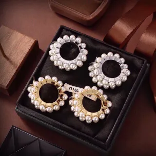 White Gold Pearl-Embellished Hoop-Style Earrings