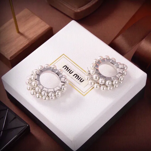 White Gold Pearl-Embellished Hoop-Style Earrings 5