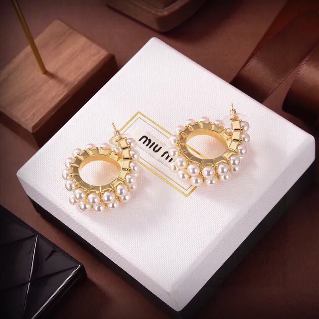 White Gold Pearl-Embellished Hoop-Style Earrings 6