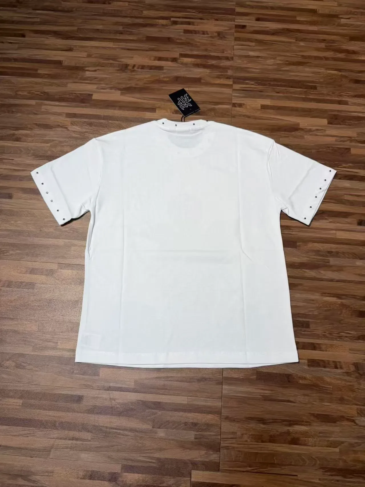 White Graphic-Print Studded Oversized T-Shirt 4