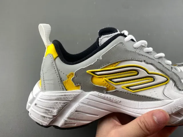 White Gray and Yellow Chunky Lifestyle Sneaker 3