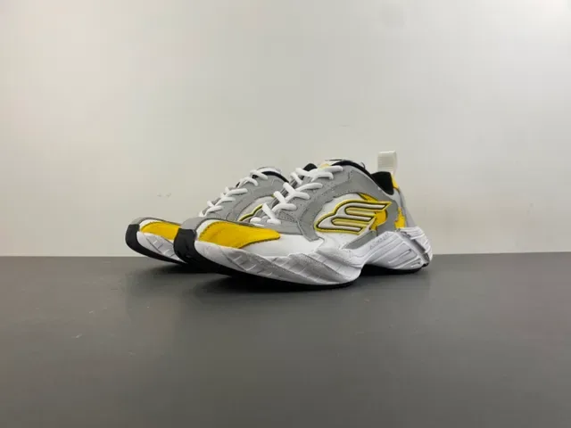 White Gray and Yellow Chunky Lifestyle Sneaker 10