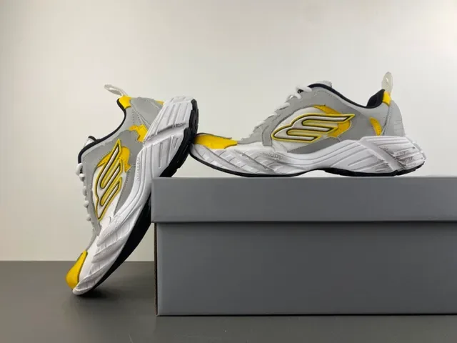 White Gray and Yellow Chunky Lifestyle Sneaker 14