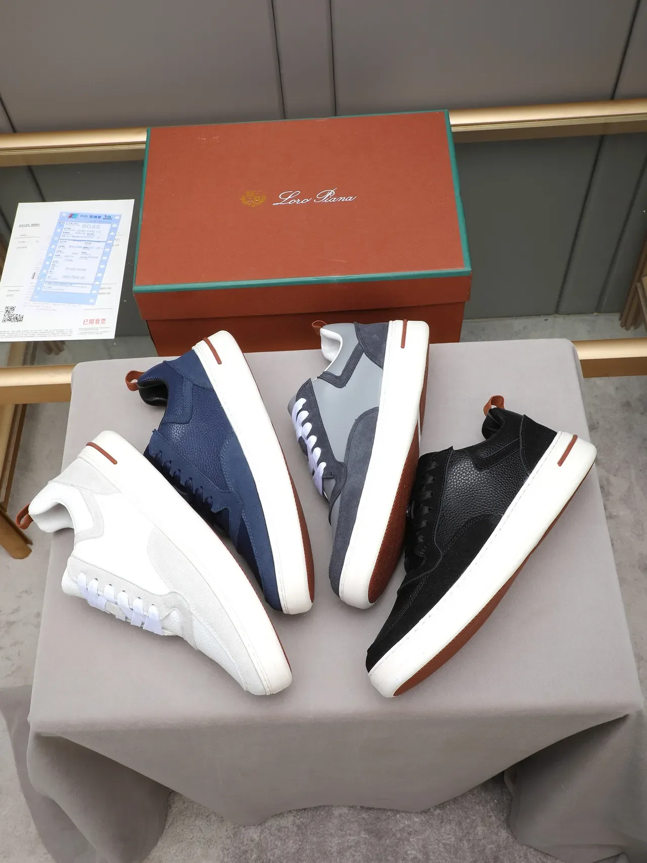White Gray Two-Tone And Light Upper Pebbled Leather Suede Panels Sneakers 2