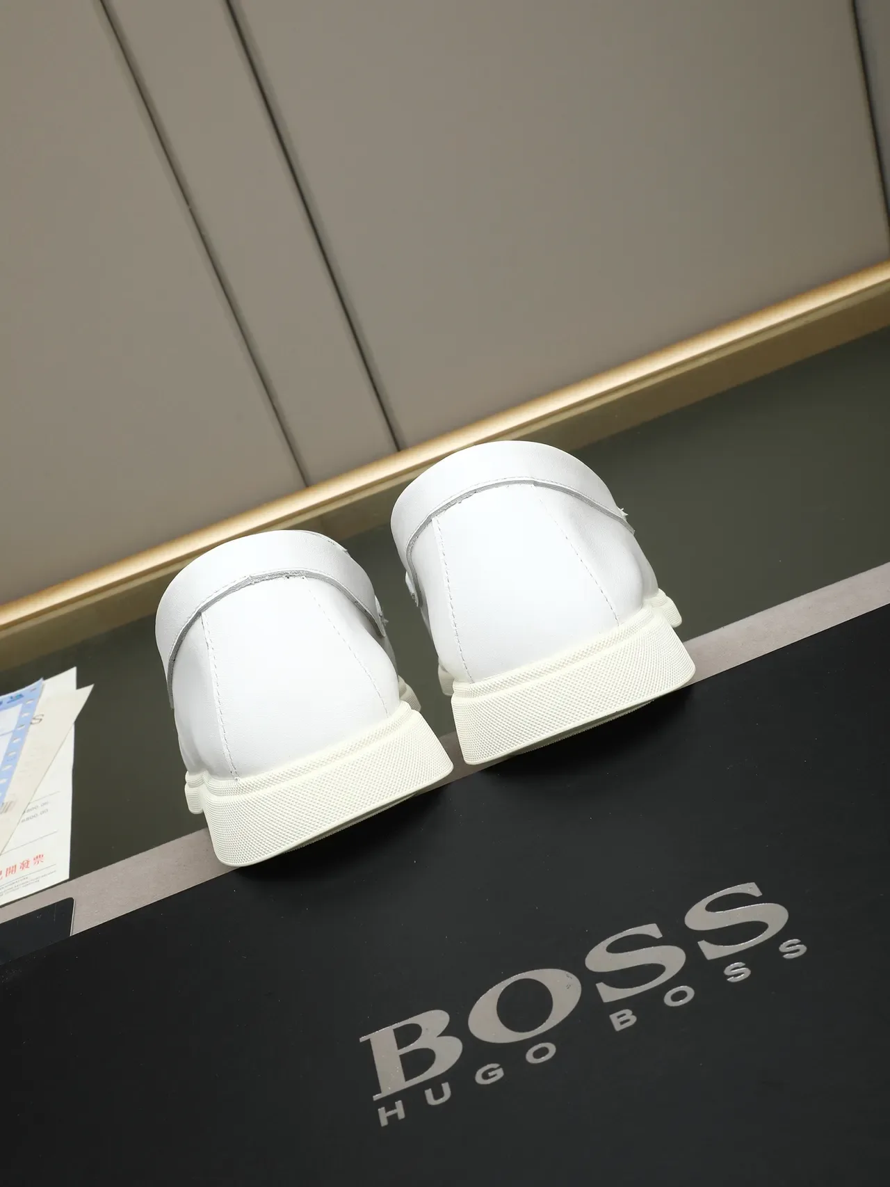 White Leather Moc-Toe Slip-On Loafers 3