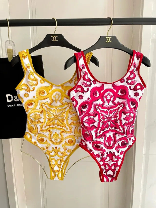 White Red Ornamental Print High-Cut Leg Swimwear 9