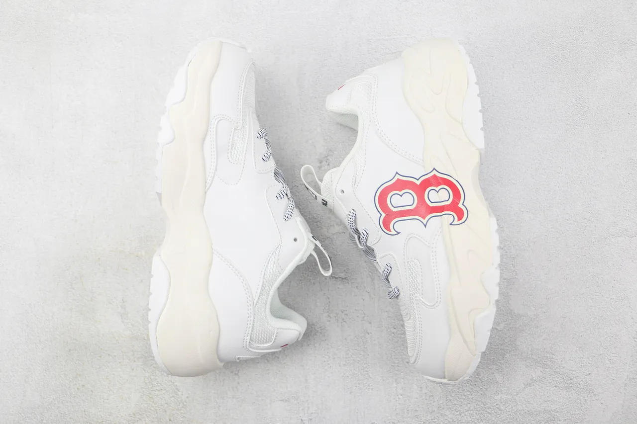 White Red Silhouette Sculpted Wavy Midsole Chunky Sneakers 2