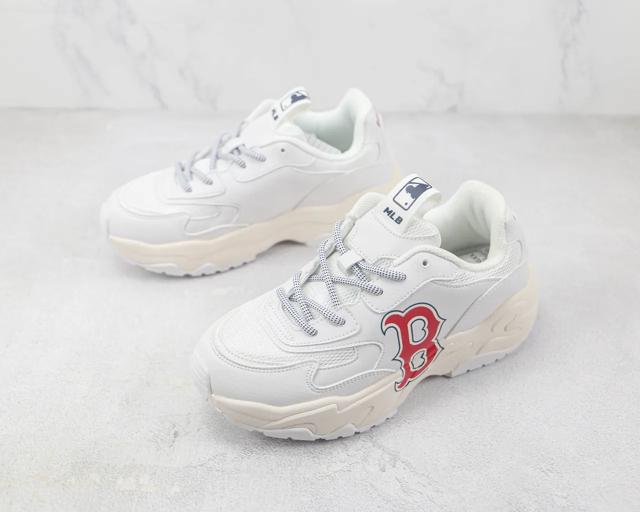 White Red Silhouette Sculpted Wavy Midsole Chunky Sneakers 4
