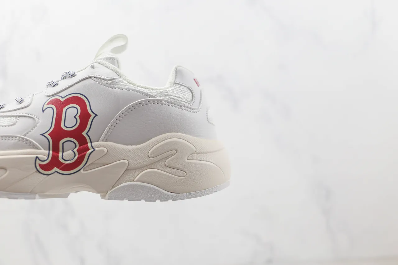 White Red Silhouette Sculpted Wavy Midsole Chunky Sneakers 7