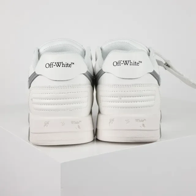 White Silver Leather Upper Metallic Arrow Logo Sneakers 8
