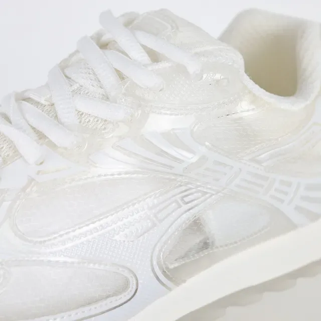 White Translucent Sole Layered Overlay Sneakers 6