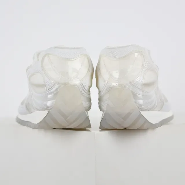 White Translucent Sole Layered Overlay Sneakers 8
