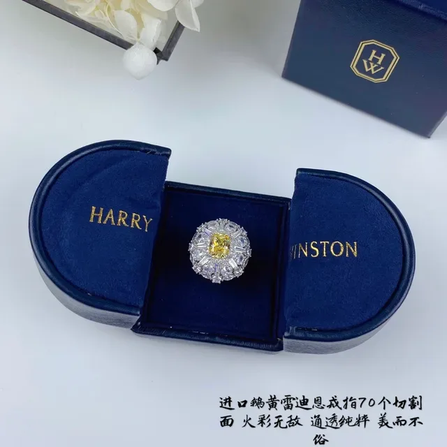 Yellow Silver Halo Cluster Cushion-Cut Center Ring 8