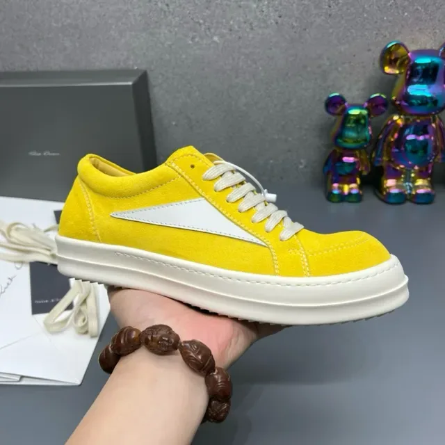 Yellow White Suede Upper Side Lightning-Bolt Panel Sneakers 3
