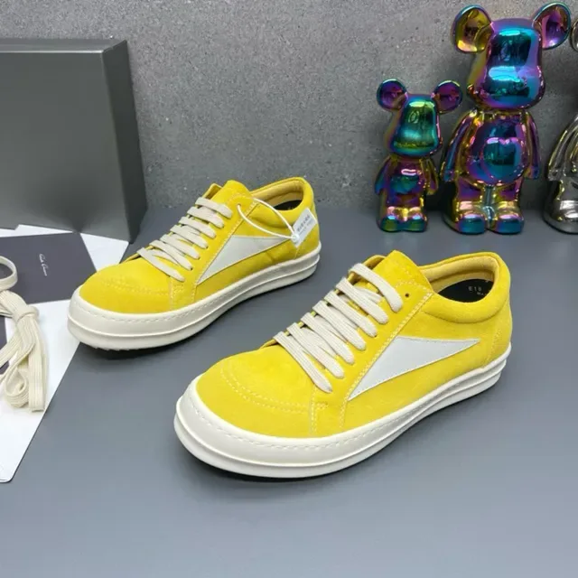 Yellow White Suede Upper Side Lightning-Bolt Panel Sneakers 4