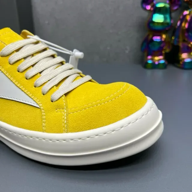 Yellow White Suede Upper Side Lightning-Bolt Panel Sneakers 7
