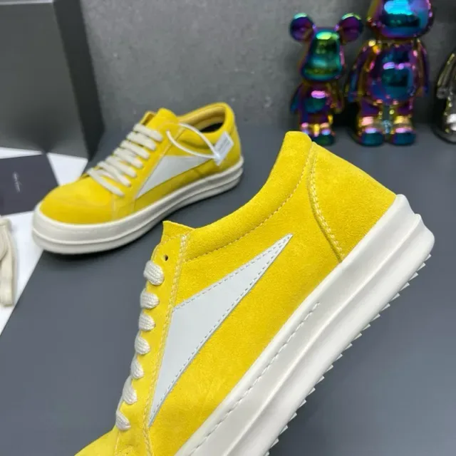 Yellow White Suede Upper Side Lightning-Bolt Panel Sneakers 8