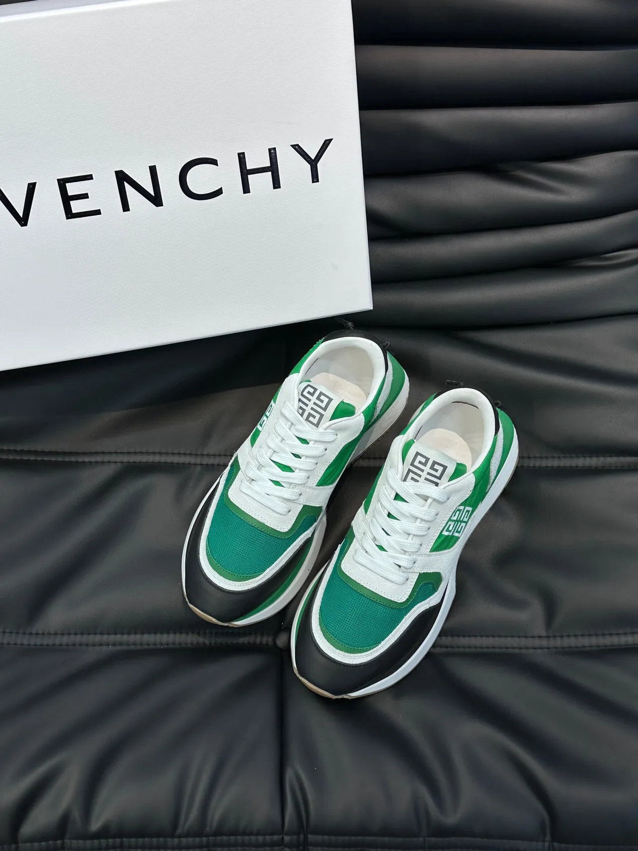 Givenchy Green White Multi-Panel Colorblock Logo-Accented Lifestyle Sneakers 2