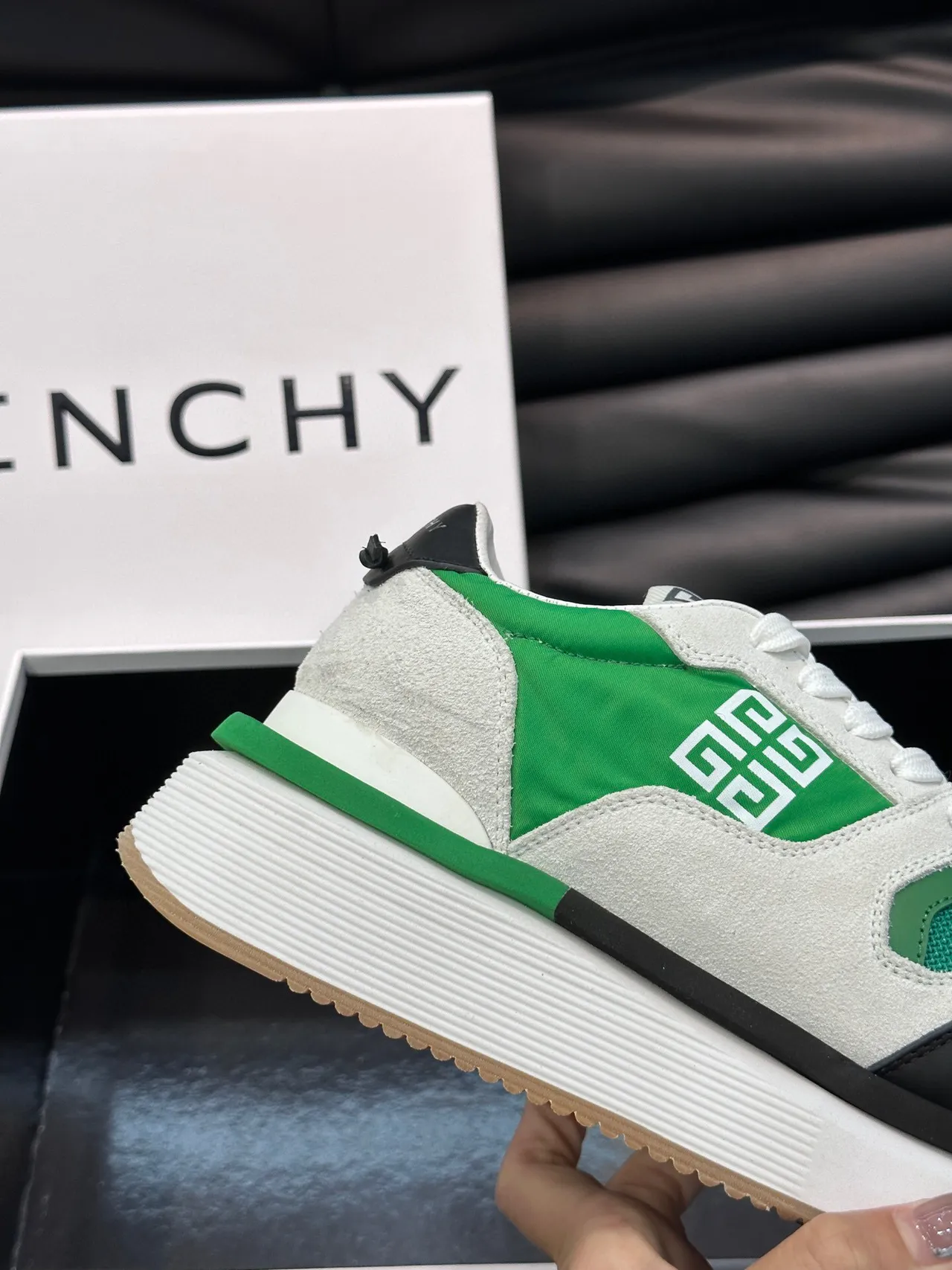 Givenchy Green White Multi-Panel Colorblock Logo-Accented Lifestyle Sneakers 7