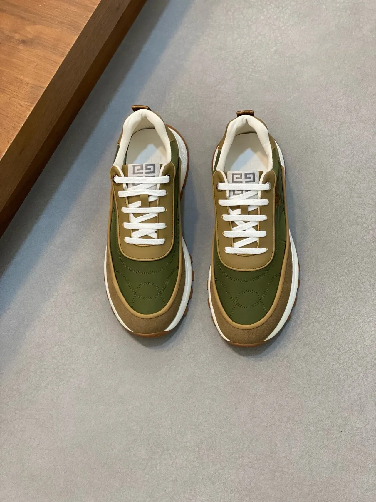 Givenchy Track Trainer Olive Green and Tan Lifestyle Sneakers 2