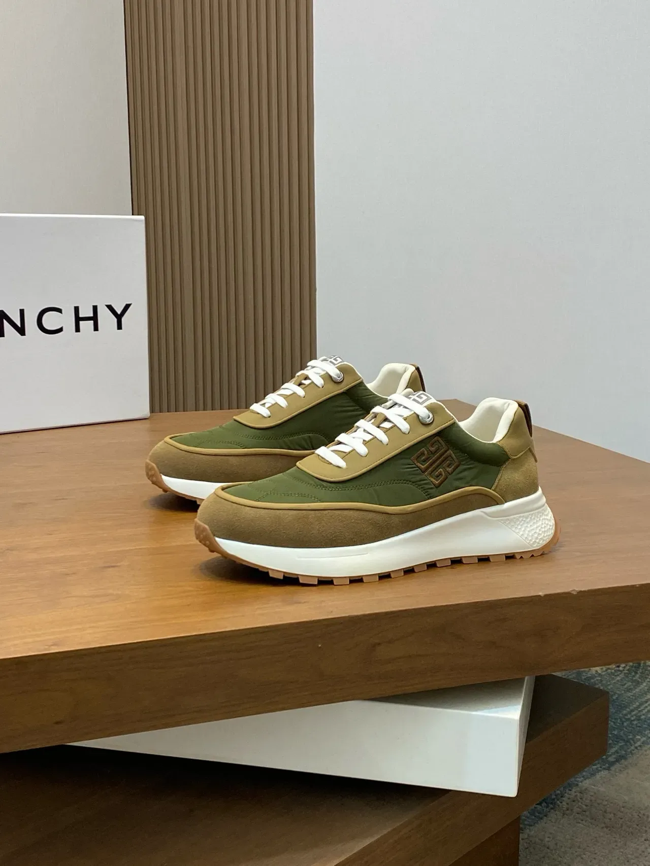 Givenchy Track Trainer Olive Green and Tan Lifestyle Sneakers 4