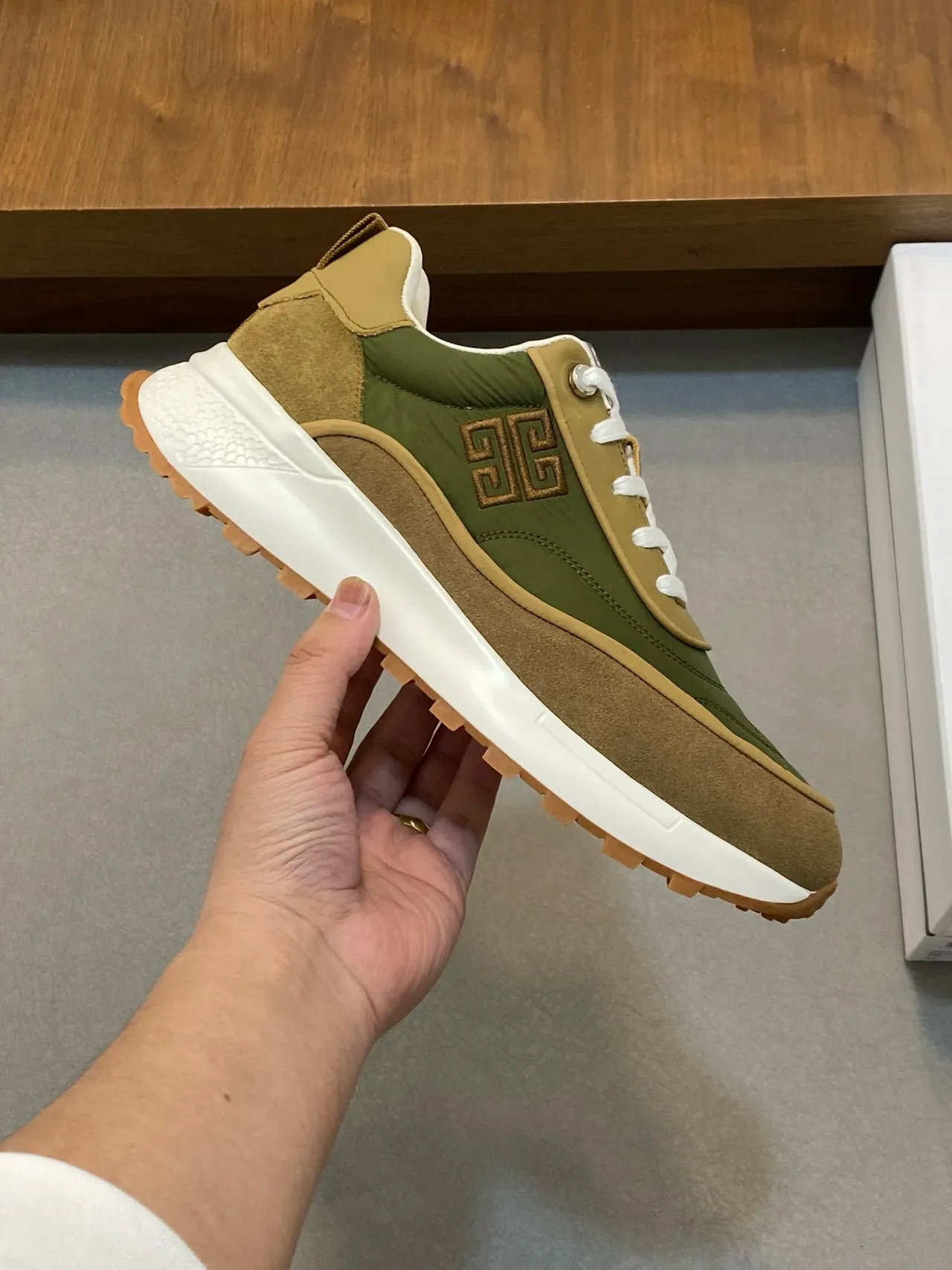 Givenchy Track Trainer Olive Green and Tan Lifestyle Sneakers 5