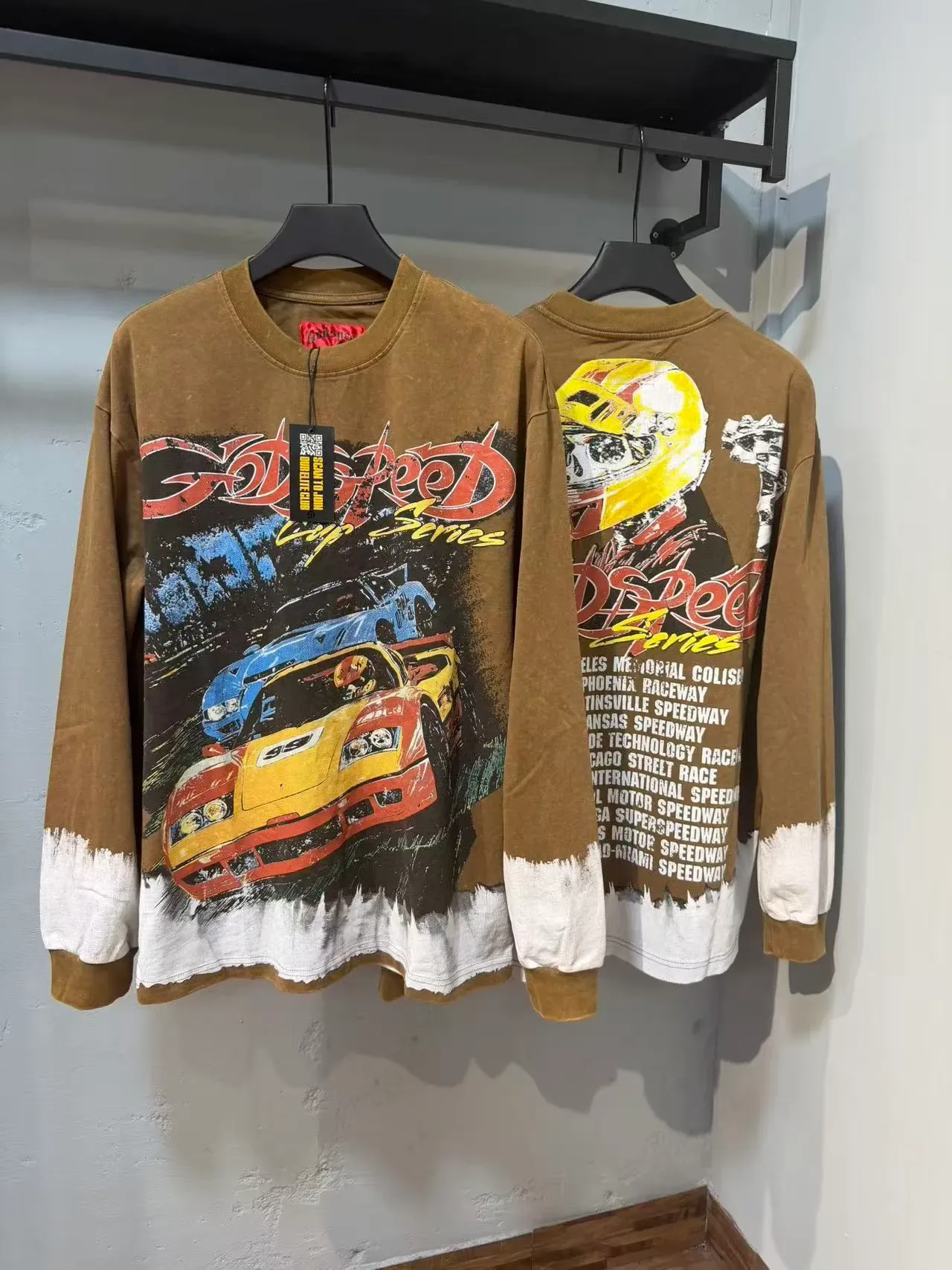 Godspeed Cup Series Brown Dip-Dye Graphic Long-Sleeve T-Shirt 5