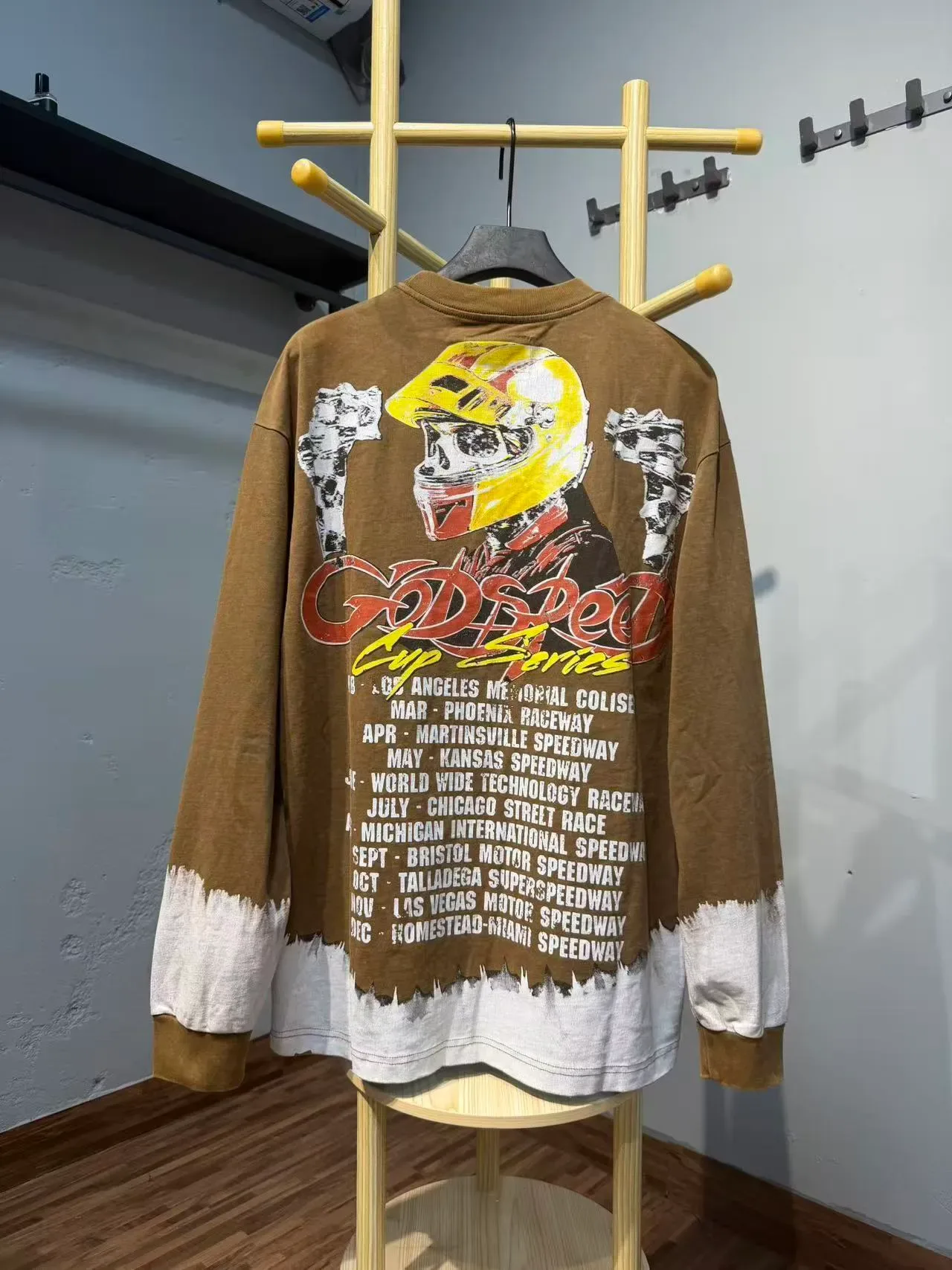 Godspeed Cup Series Brown Dip-Dye Graphic Long-Sleeve T-Shirt 6