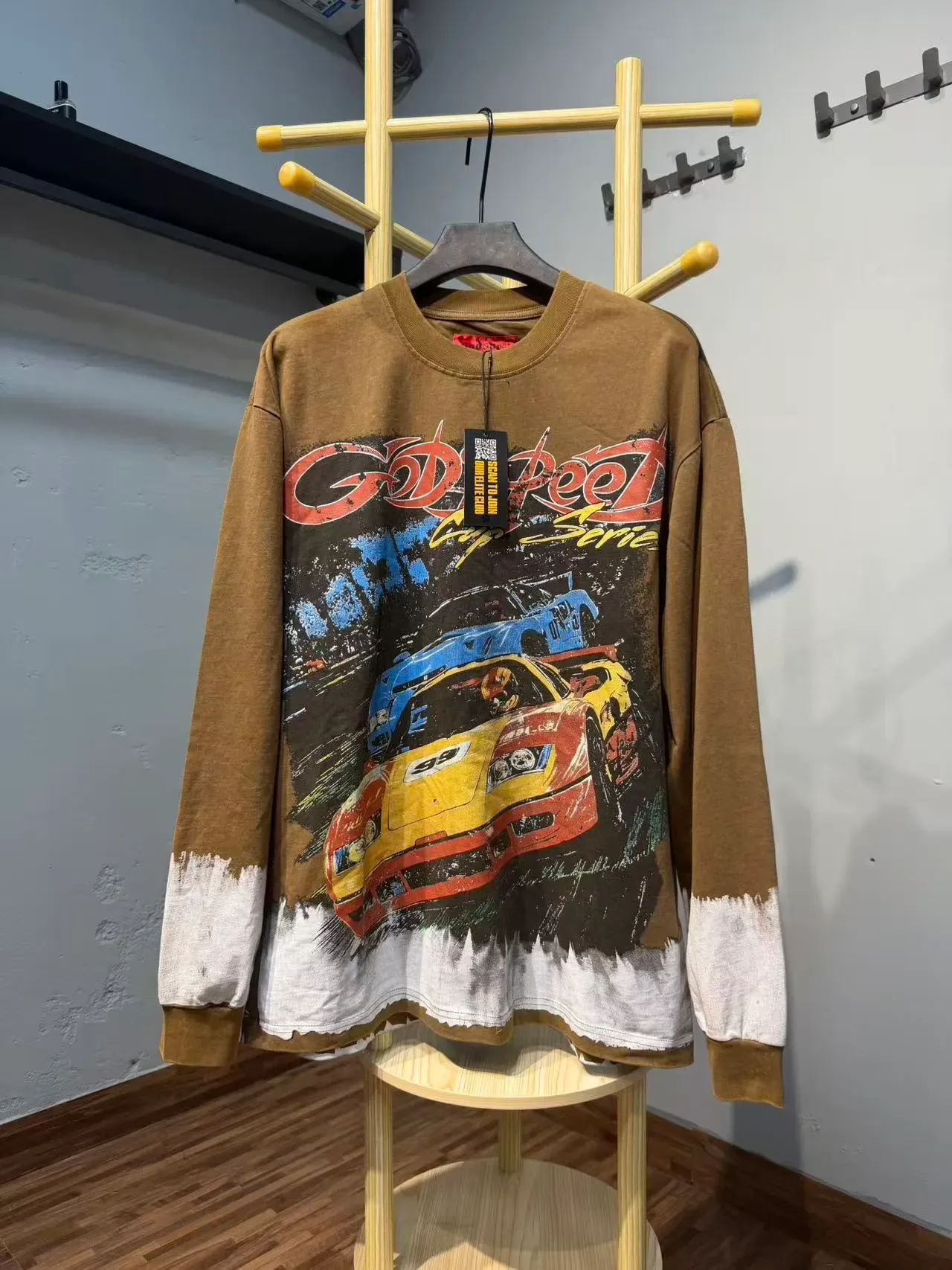 Godspeed Cup Series Brown Dip-Dye Graphic Long-Sleeve T-Shirt 7