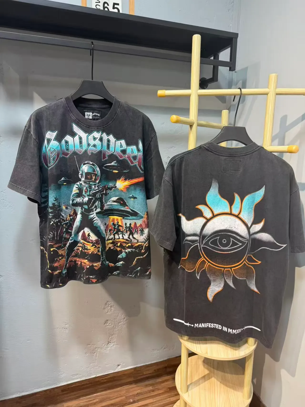 Godspeed Distressed Black Full-Print Sci-Fi Graphic T-Shirt 2