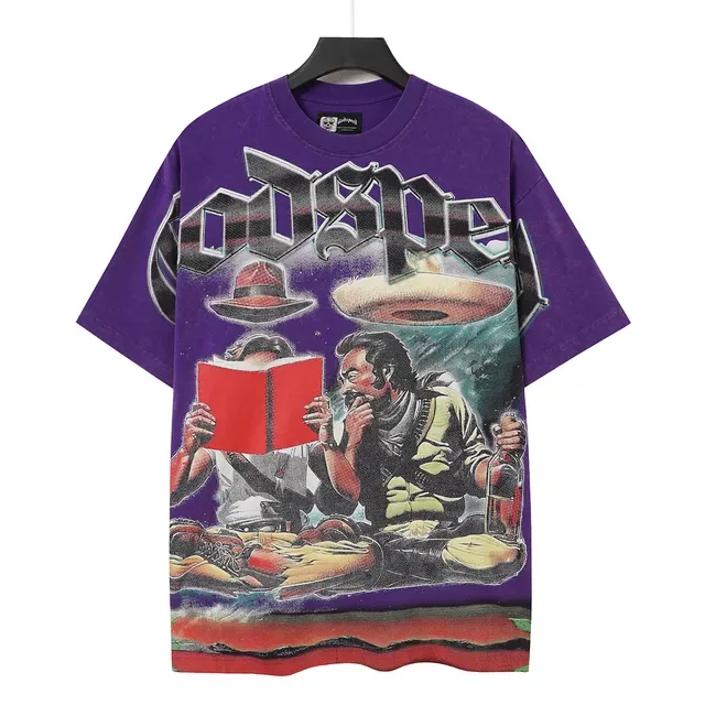 Godspeed Graphic Print Purple Oversized T-Shirt 4
