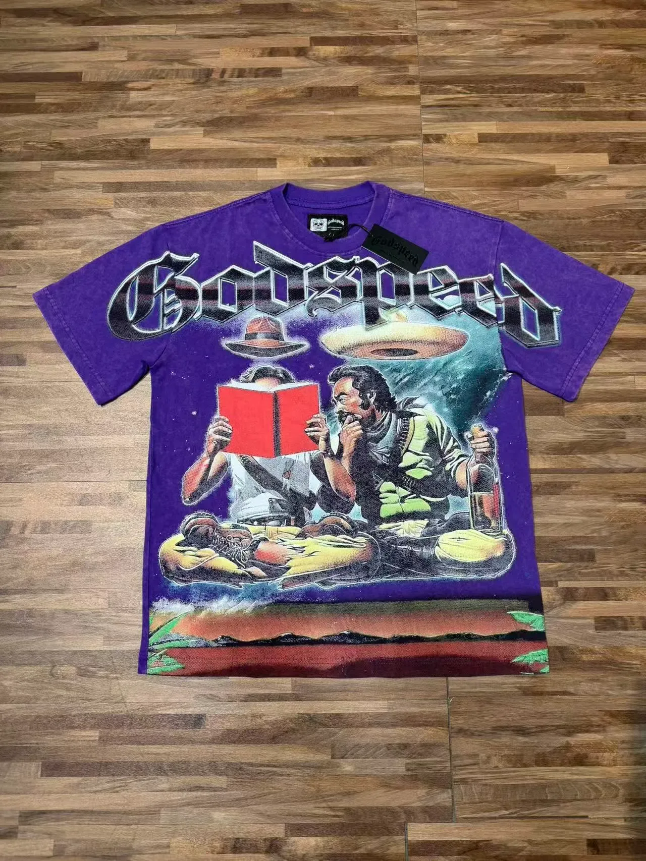 Godspeed Graphic Print Purple Oversized T-Shirt 6