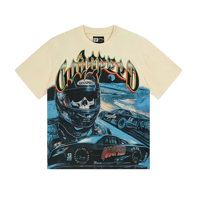 Godspeed Racing Skull Graphic Print Cream T-Shirt 2
