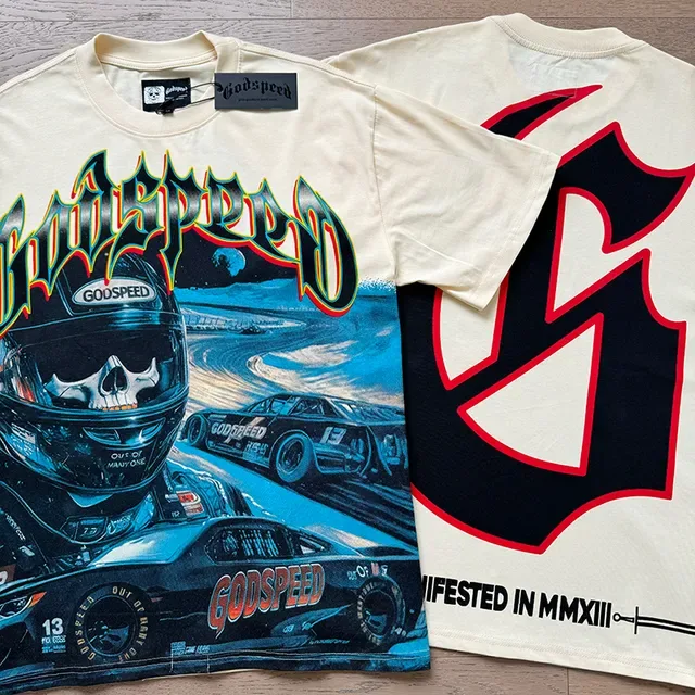 Godspeed Racing Skull Graphic Print Cream T-Shirt 4