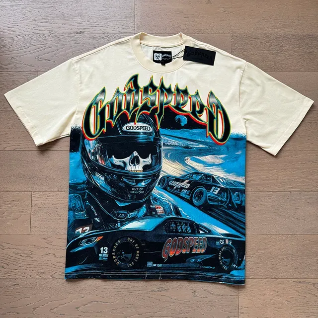 Godspeed Racing Skull Graphic Print Cream T-Shirt 5