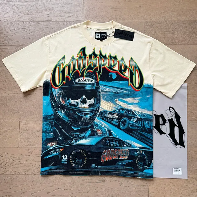 Godspeed Racing Skull Graphic Print Cream T-Shirt 6