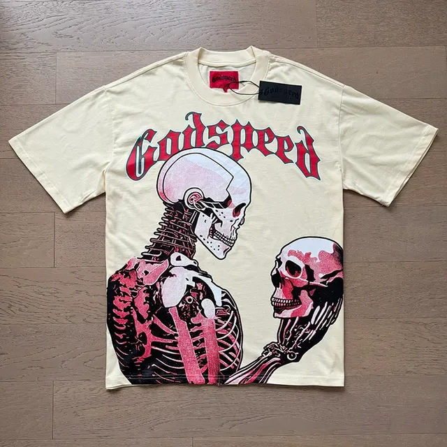 Godspeed Skeleton Graphic Print Cream T-Shirt 5