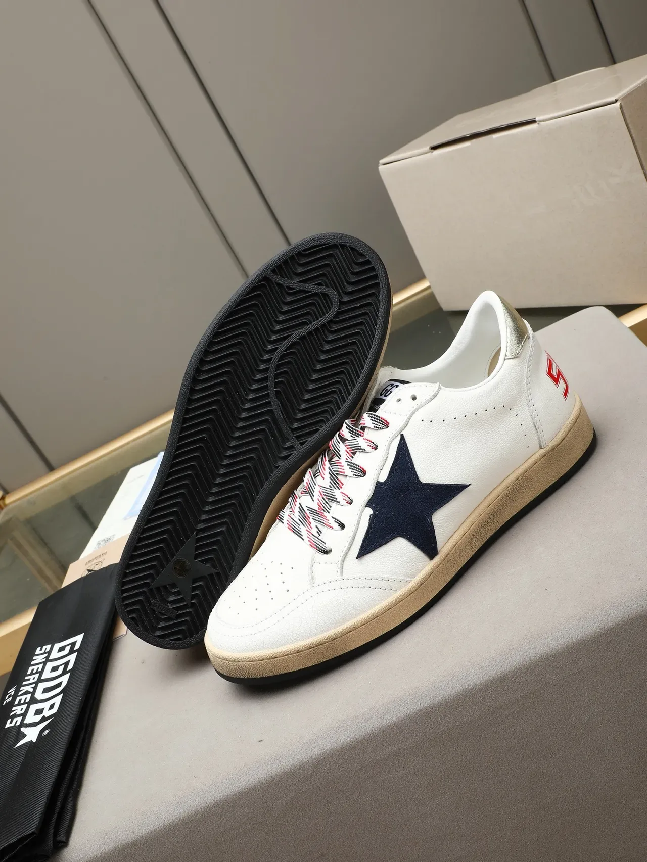 Golden Goose Ball Star White Navy Star Lifestyle Sneakers 4