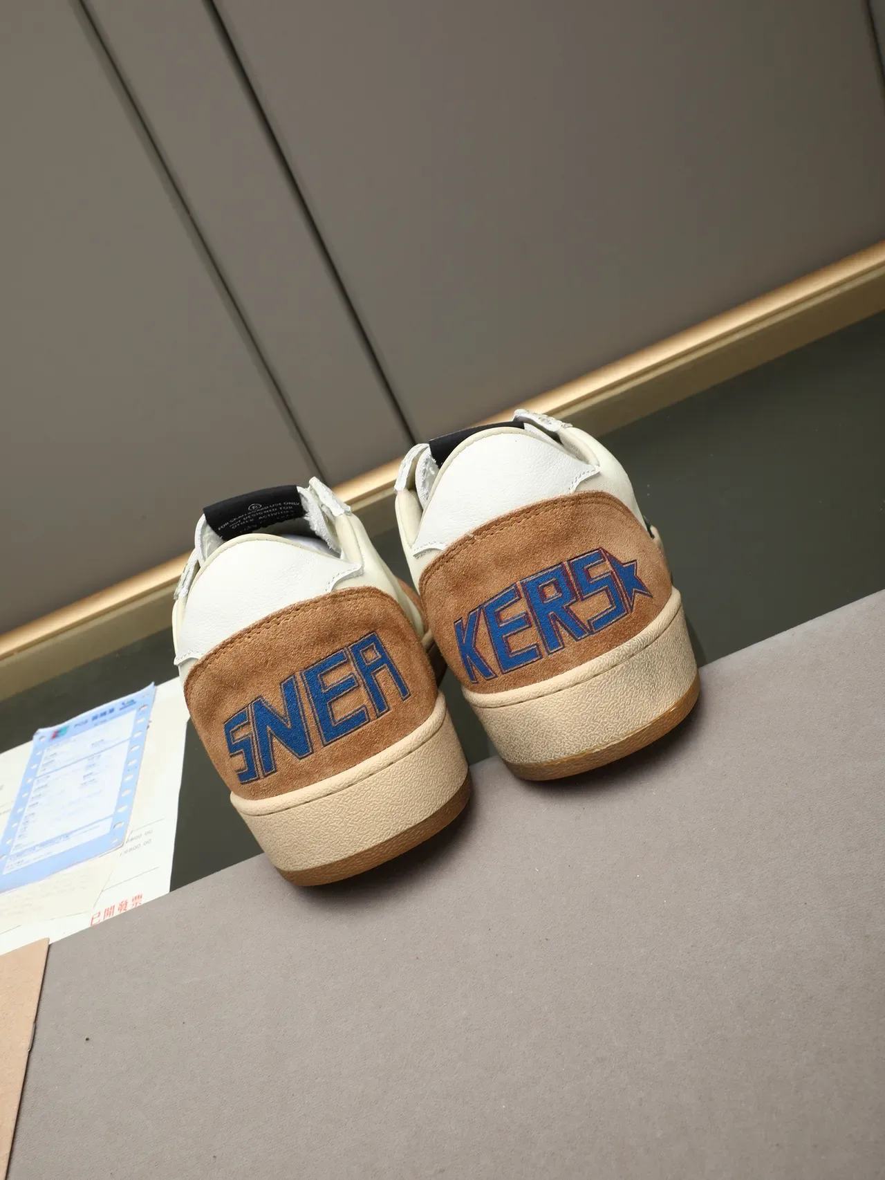 Golden Goose Ballstar White Tan Navy Star Lifestyle Sneakers 3