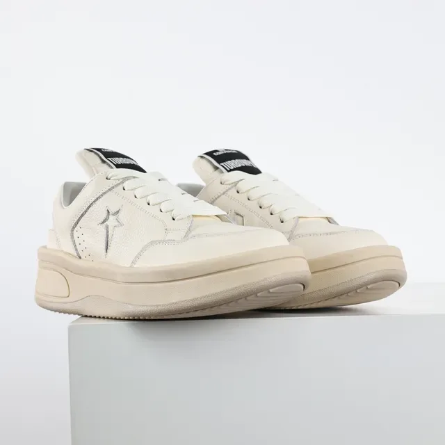 Golden Goose Logo Estrela Off-White Couro Plataforma Estilo de Vida Tênis 3