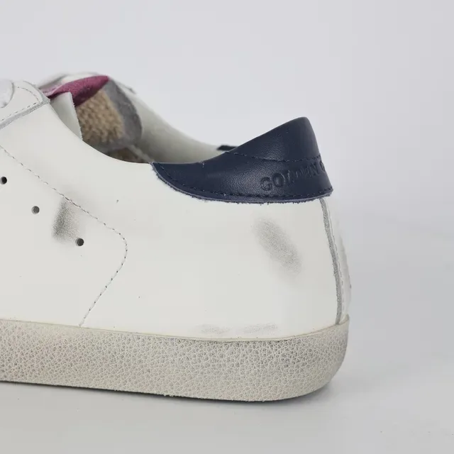 Golden Goose Super-Star tênis lifestyle de couro branco desgastado com estrela brilhante 4