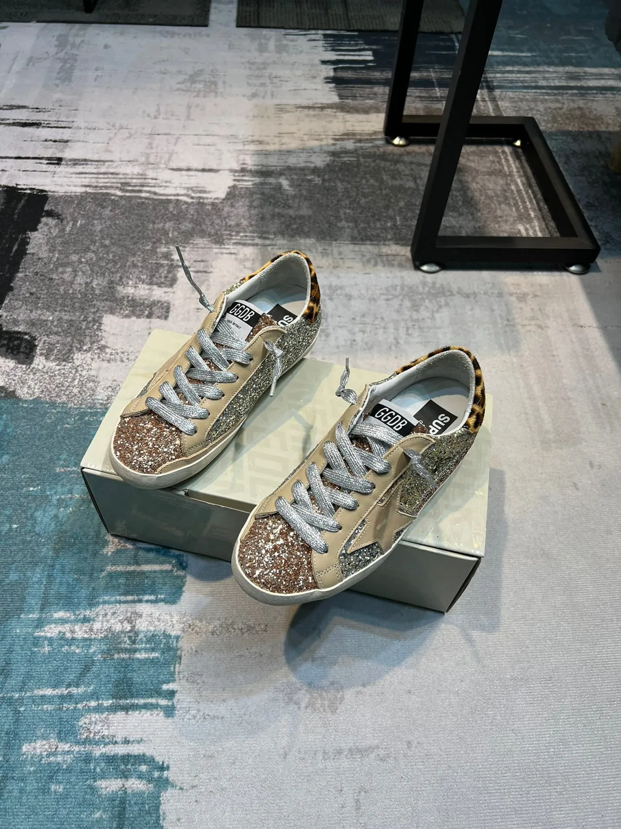 Golden Goose Superstar Glitter and Leopard Lifestyle Sneakers 3