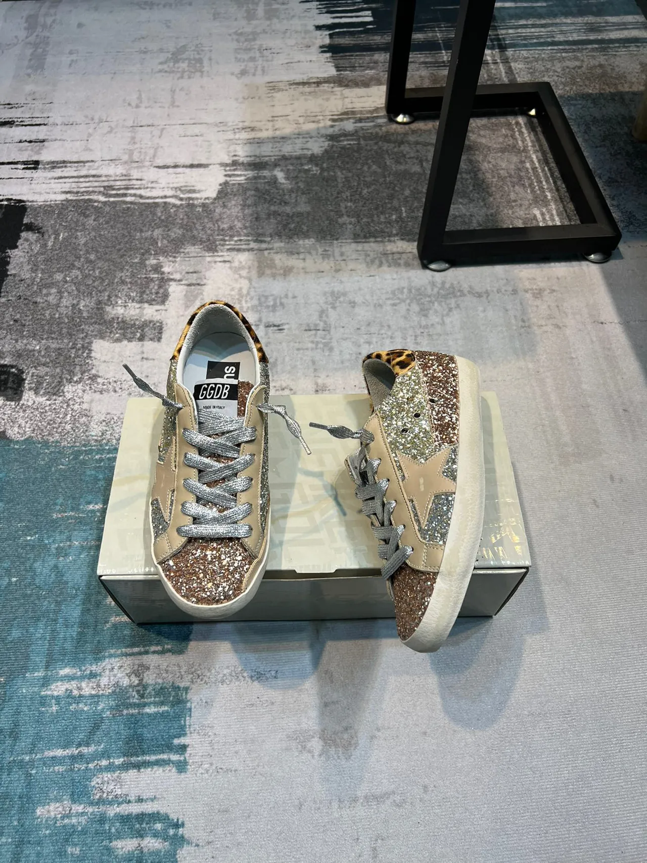 Golden Goose Superstar Glitter and Leopard Lifestyle Sneakers 4