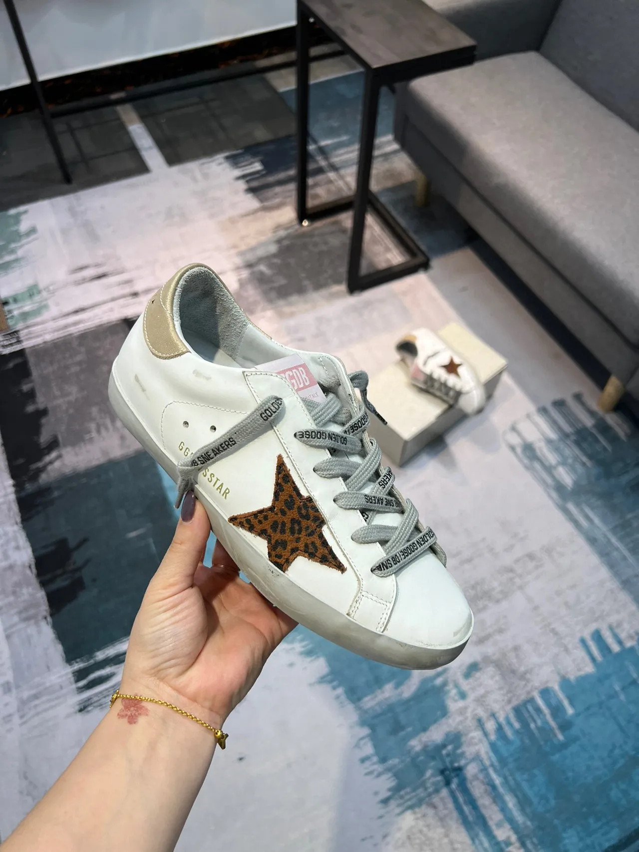 Golden Goose Superstar Sneakers Lifestyle Étoile Léopard Blanche 6