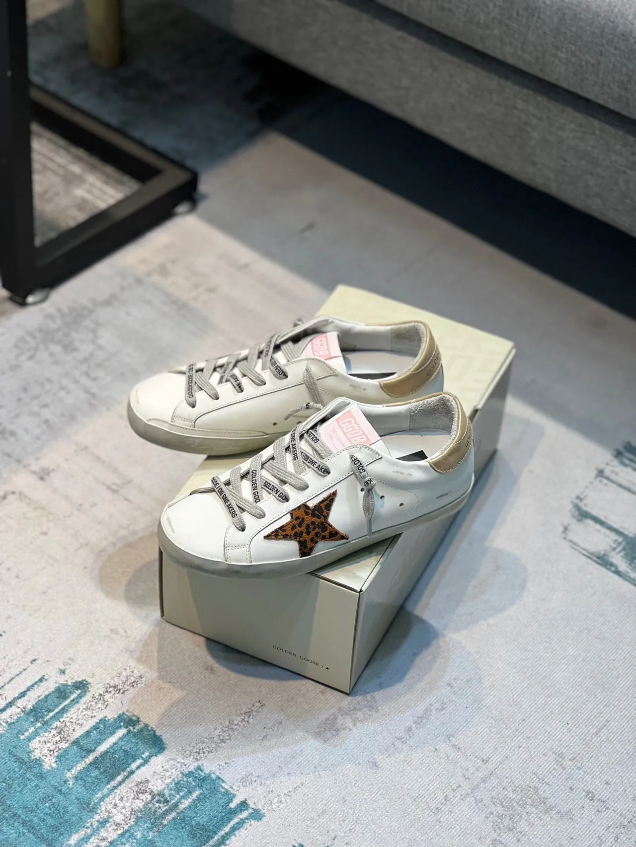 Golden Goose Superstar Sneakers Lifestyle Étoile Léopard Blanche 7