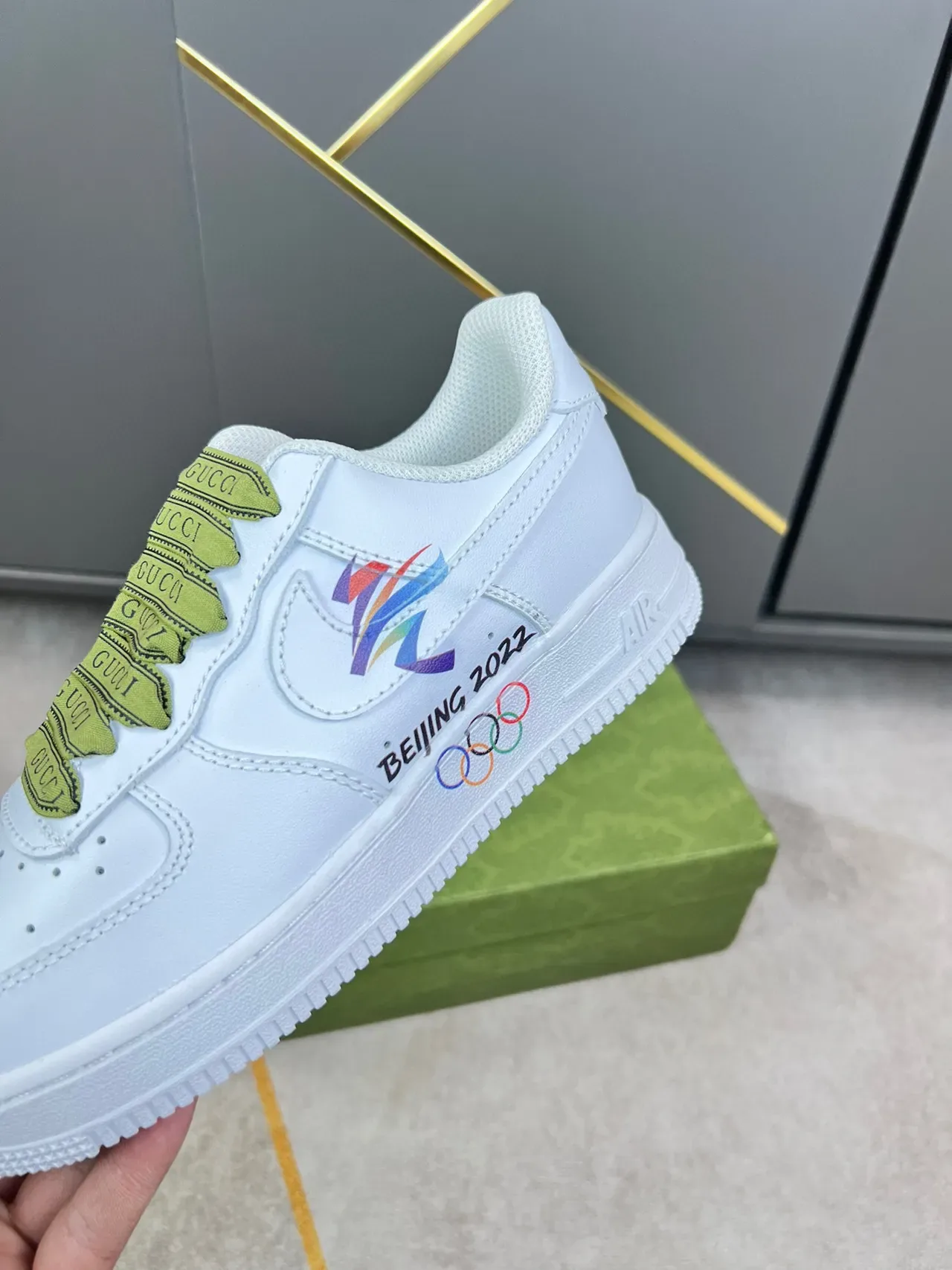 Gucci Ace Beijing 2022 Winter Olympics White and Lime Green Lifestyle Sneakers 5