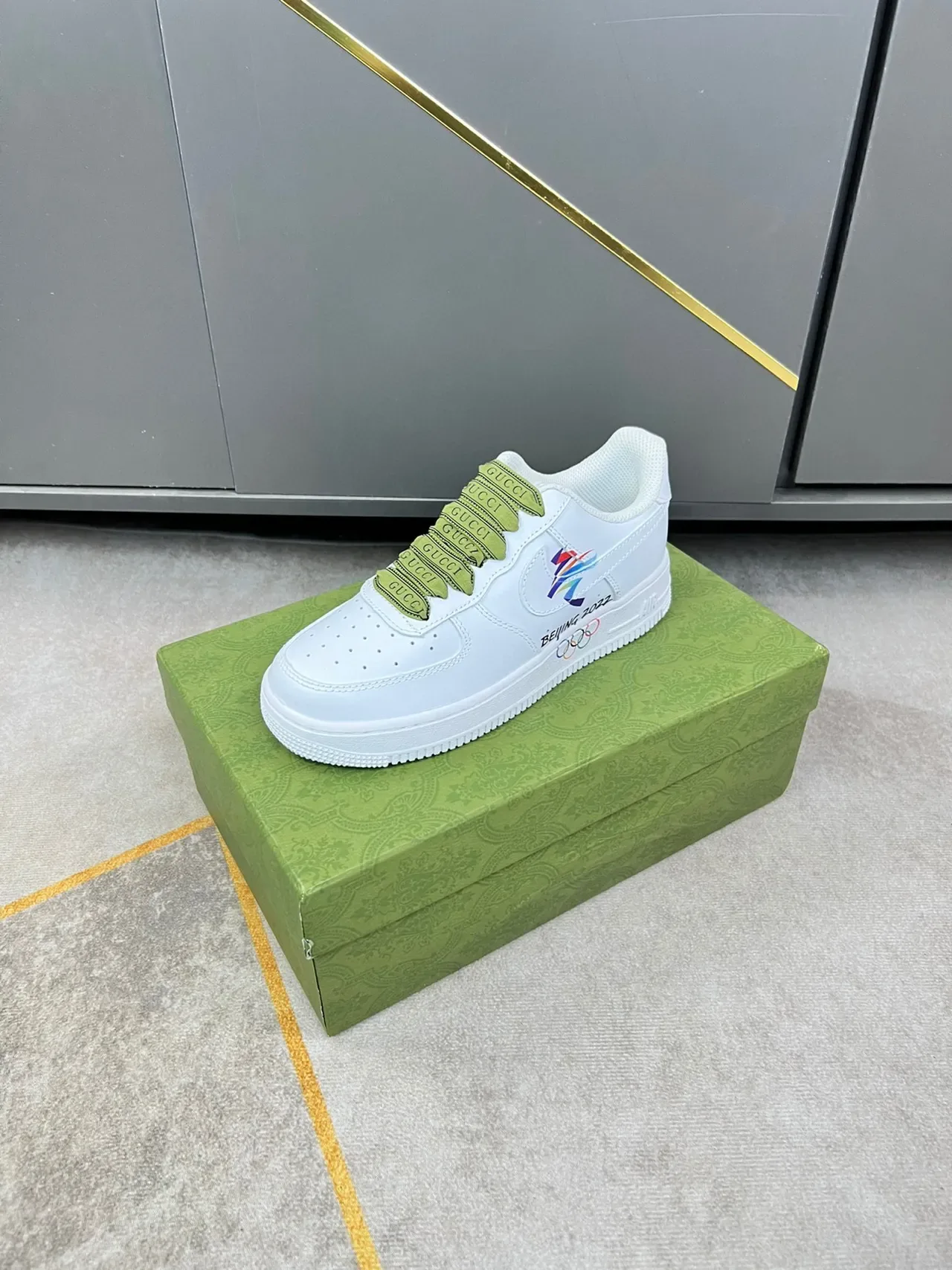 Gucci Ace Beijing 2022 Winter Olympics White and Lime Green Lifestyle Sneakers 7