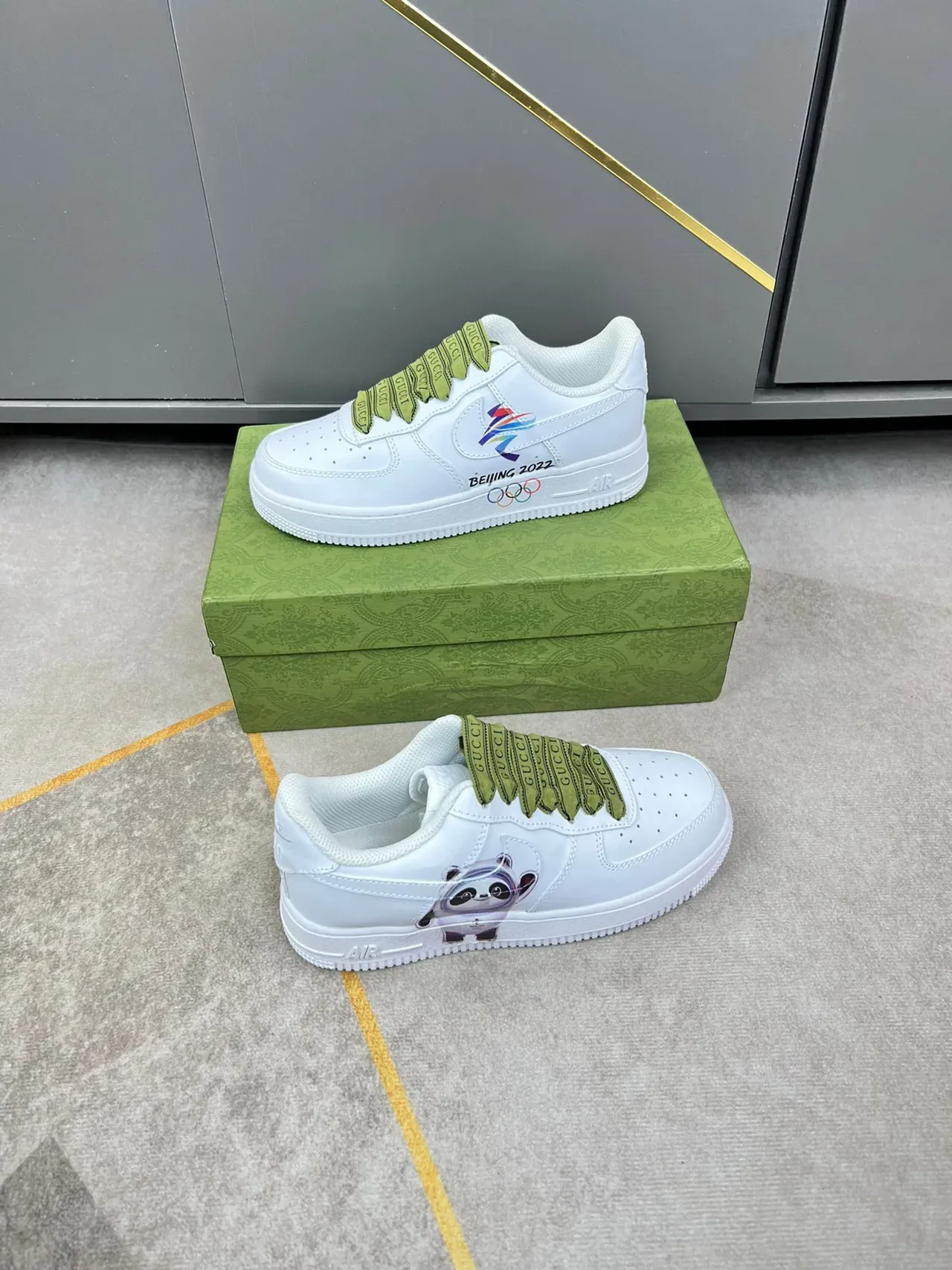 Gucci Ace Beijing 2022 Winter Olympics White and Lime Green Lifestyle Sneakers 8
