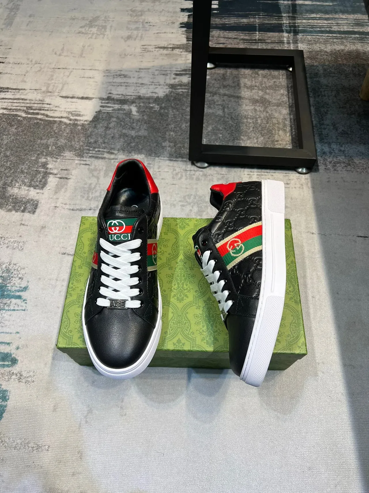 Gucci Ace Noir Rouge Vert Rayures Web Lifestyle Sneakers 5